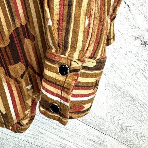Vintage Western Shirt Pearl Snap Horse Print Aztec Southwestern Mens Size 2XL - Picture 3 of 4